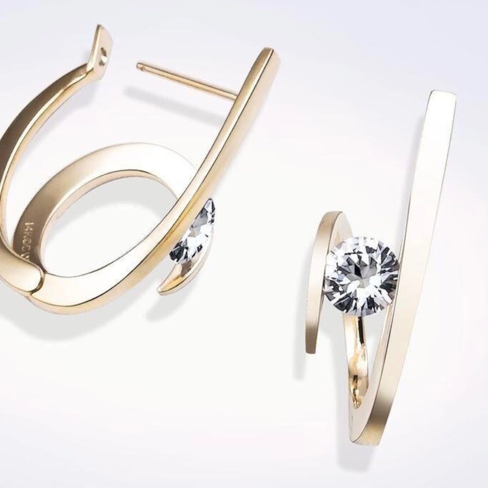 Elegant Gold Hoop Earrings with Crystal Accents